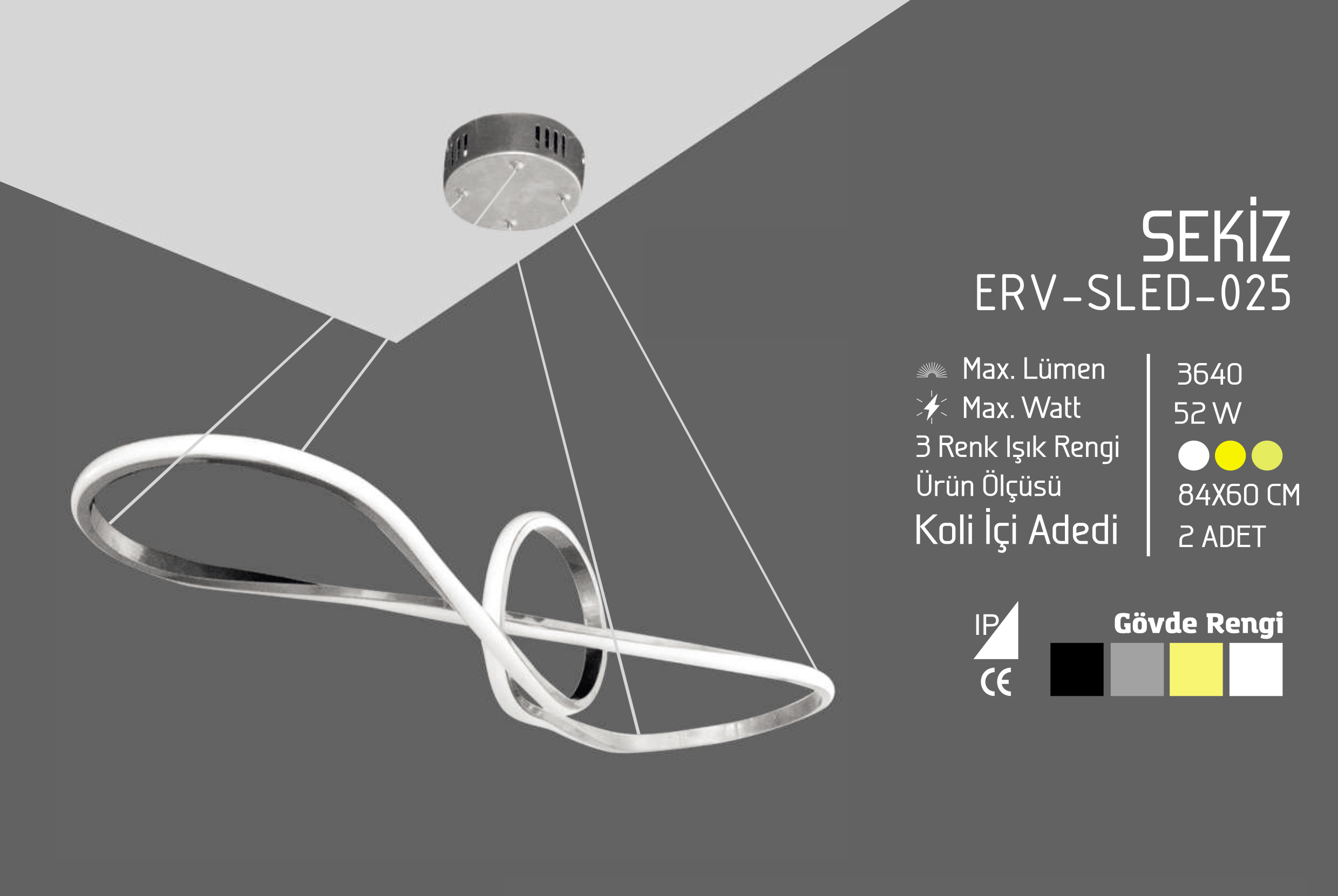 Sekiz model Ledli avize