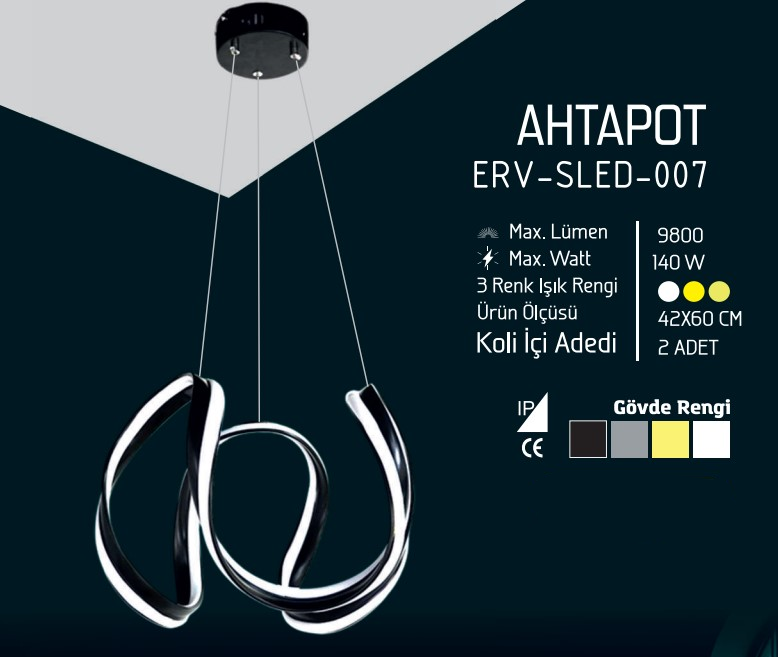 Erva Ledli Avize Ahtapot Beyaz