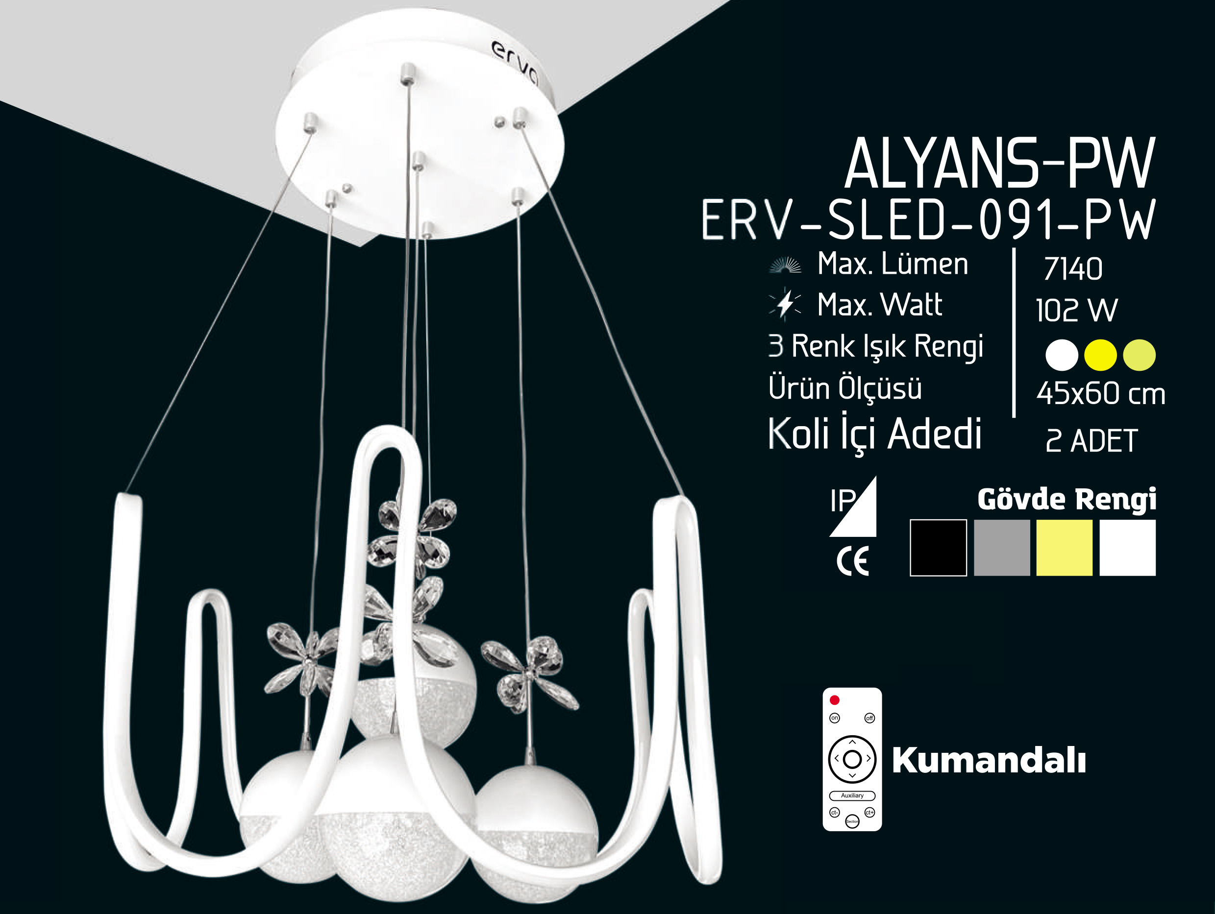 Erva Ledli Avize Alyans Gold Power