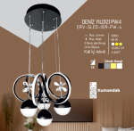 Erva Ledli Avize Deniz Yıldızı Siyah 4  Toplu